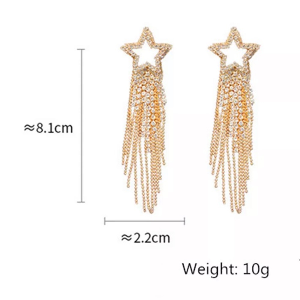 Rhinestone Star Gold Plated Earrings - Picture 2 of 4